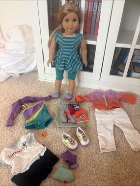 American Girl Teal Striped Peplum Top & Active Outfit for Dolls